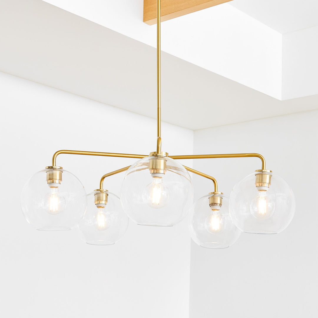 Selvion Elegant 5-Light Globe Chandelier – Modern Glass Pendant Lighting Fixture