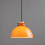 Load image into Gallery viewer, Glebe Glossy Glass Dome Pendant Lamp – Industrial Orange Hanging Light for Kitchen and Dining Room
