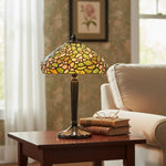 Afbeelding laden in galerijweergave, TF Sorenia Tafellamp – Warme Glas-in-Lood Bloemenkunststijl Lamp voor Woonkamer of Slaapkamer