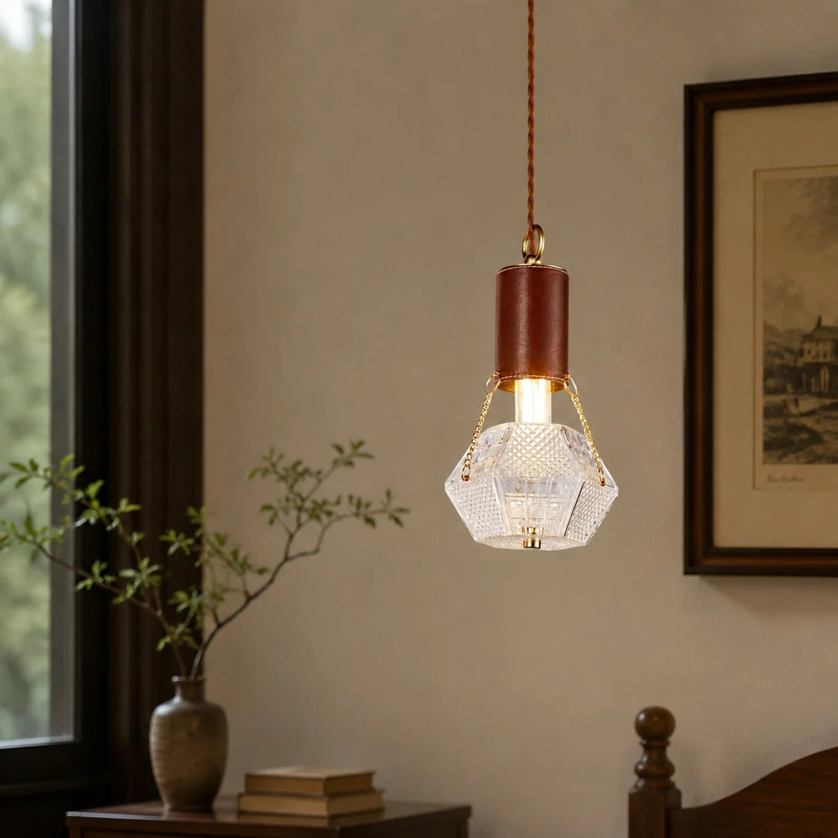 Prismatic French Leather Pendant Light 7