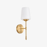 Carica l'immagine nella visualizzazione Galleria, One-head vintage brass wall light, Style C with opal glass shade