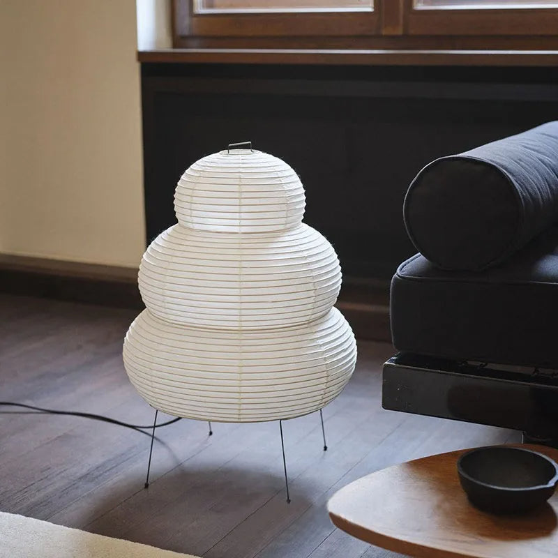 Japanische Wabi Sabi weiße Reispapier Tischlampe
