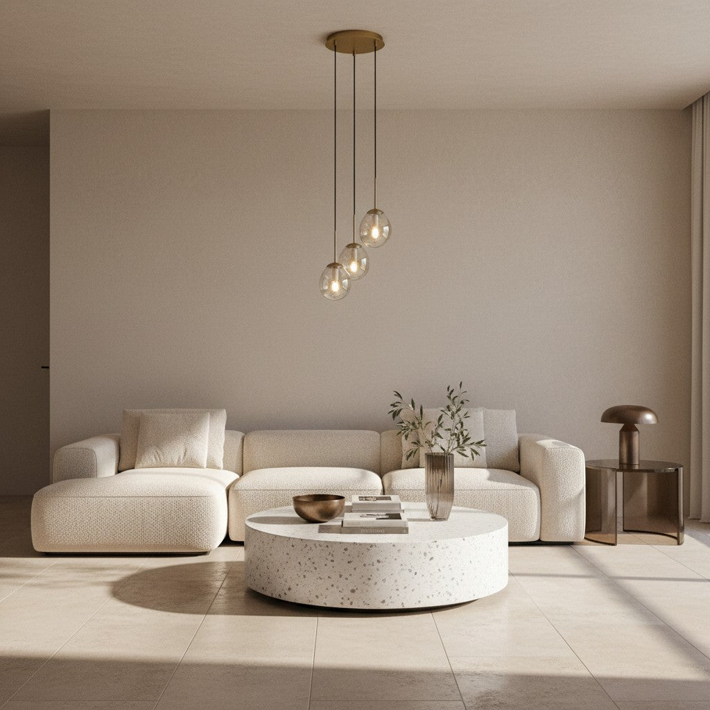 Glissora Hanglamp - Sculpturaal Clusterontwerp Getint Glas en Metaal voor Hal