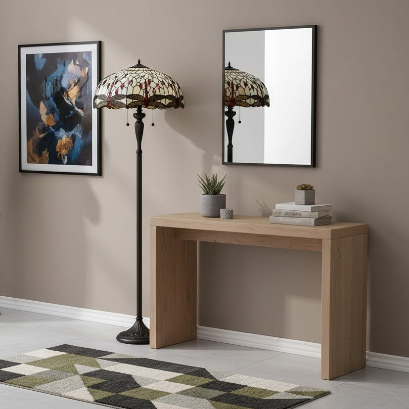 TF Dragonfly Motif Floor Lamp – Vintage Stained-Glass for Living Rooms