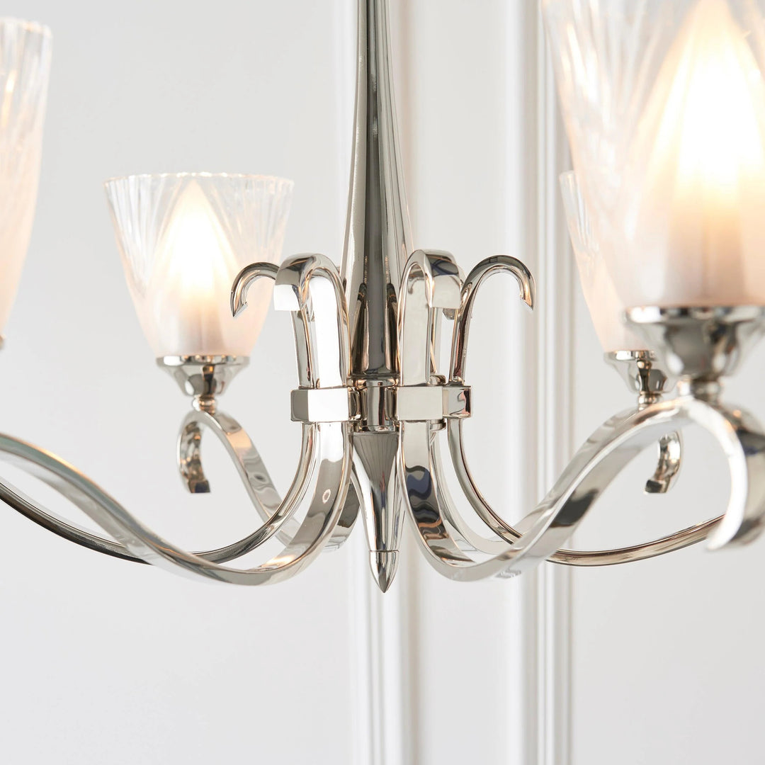 Lustre Multi-Lumière Lunetal avec Accents en Cristal Finition Laiton - Luxe Moderne pour Salle à Manger et Salon
