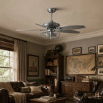 Carica l'immagine nella visualizzazione Galleria, Silver ceiling fan light in a warm study room