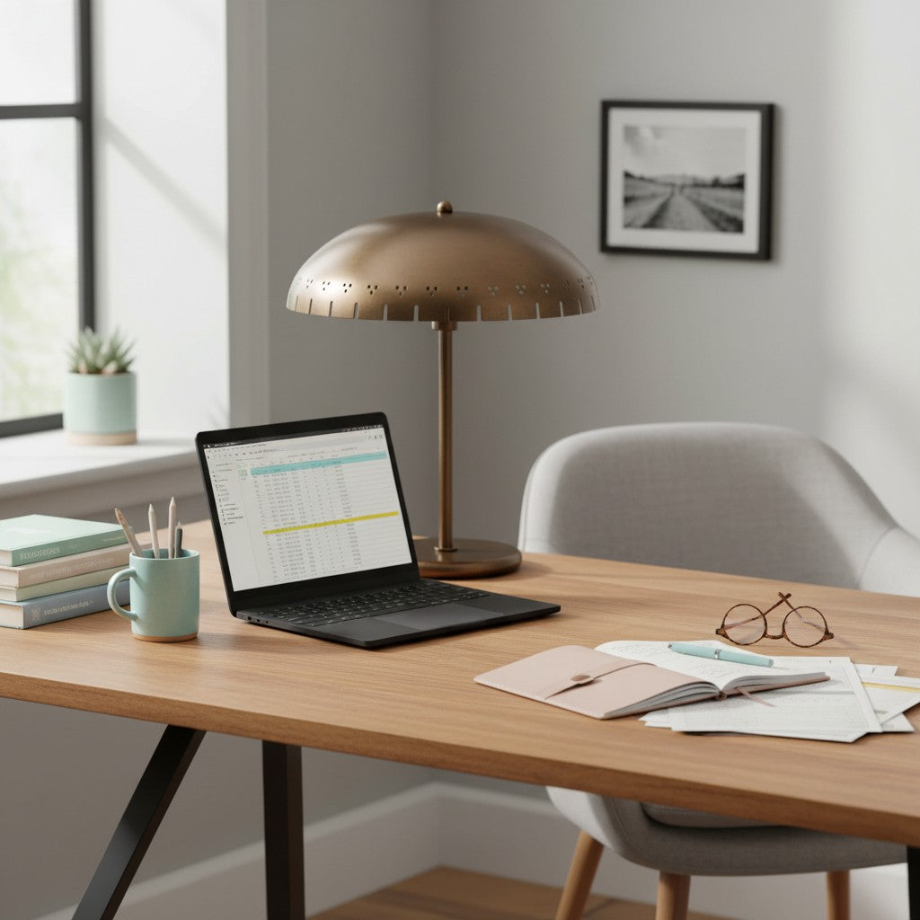 Lustrona Perforierte Schirm Messing Schreibtischlampe – Modernes Vintage Akzentlicht