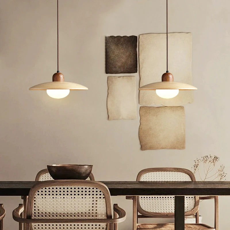 Lampada a sospensione nordica in bambù e legno