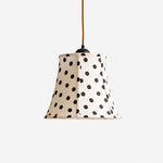 Cargar imagen en el visor de la Galería, Black and white polka dot wood and fabric pendant lamp