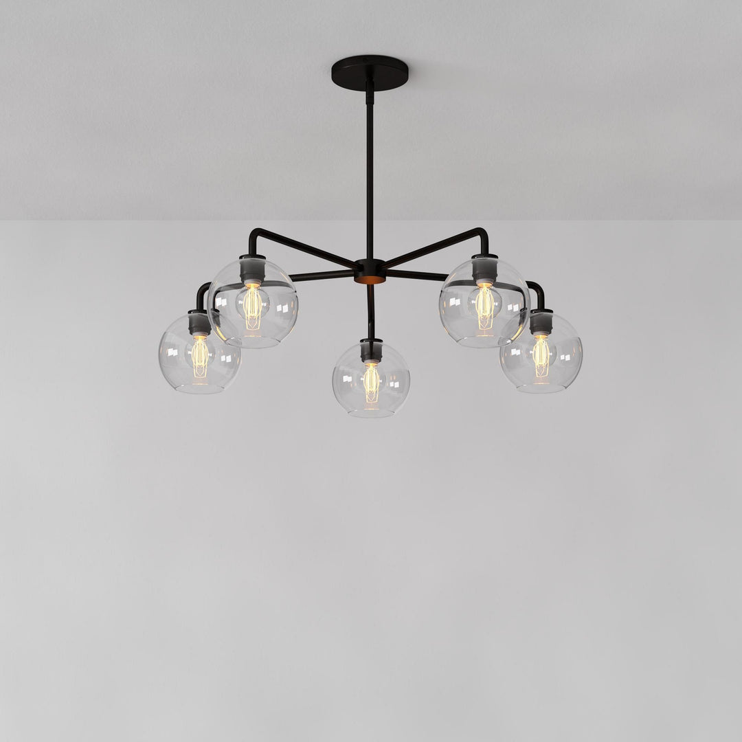 Selvion Elegant 5-Light Globe Chandelier – Modern Glass Pendant Lighting Fixture
