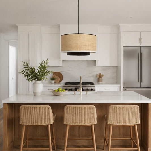 Natural Wabi Sabi Raffia Grass Pendant Light for Dining Room
