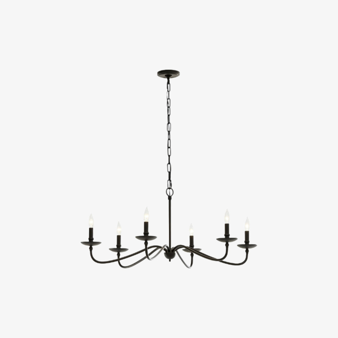 Reticula Open Iron Frame Chandelier - Indoor and Outdoor Hanging Light for Dining Room Living Room Entry