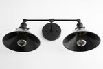 Load image into Gallery viewer, Conique Metal Dual Black Sconce with Cone Shades - Industrial Vanity Wall Light for Mirror
