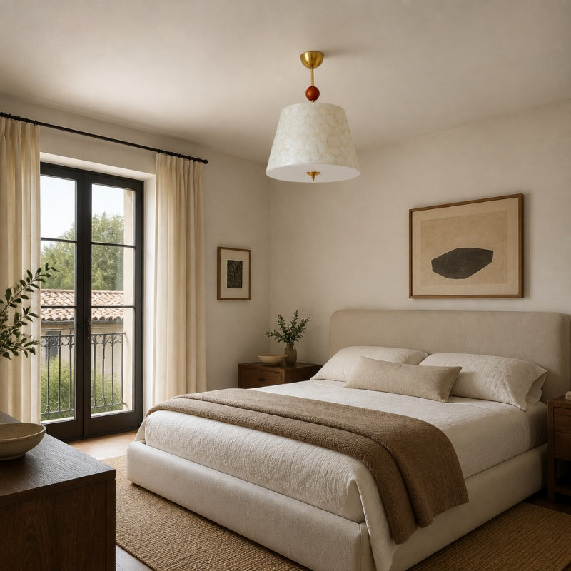 Lunavera Vintage Capiz Shell Ceiling Light with Wooden Accent for Bedroom Dining Room