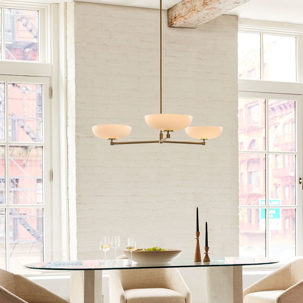 Lámpara de araña de globo de vidrio Vega de estilo moderno de mediados de siglo con pantallas de vidrio para comedor y isla de cocina