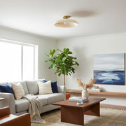 Lámpara de techo moderna de vidrio con montaje empotrado Vega - Globo tintado champán para pasillo