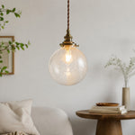 Charger l'image dans la visionneuse de la galerie, Crackled Glass Globe Brass Pendant Light