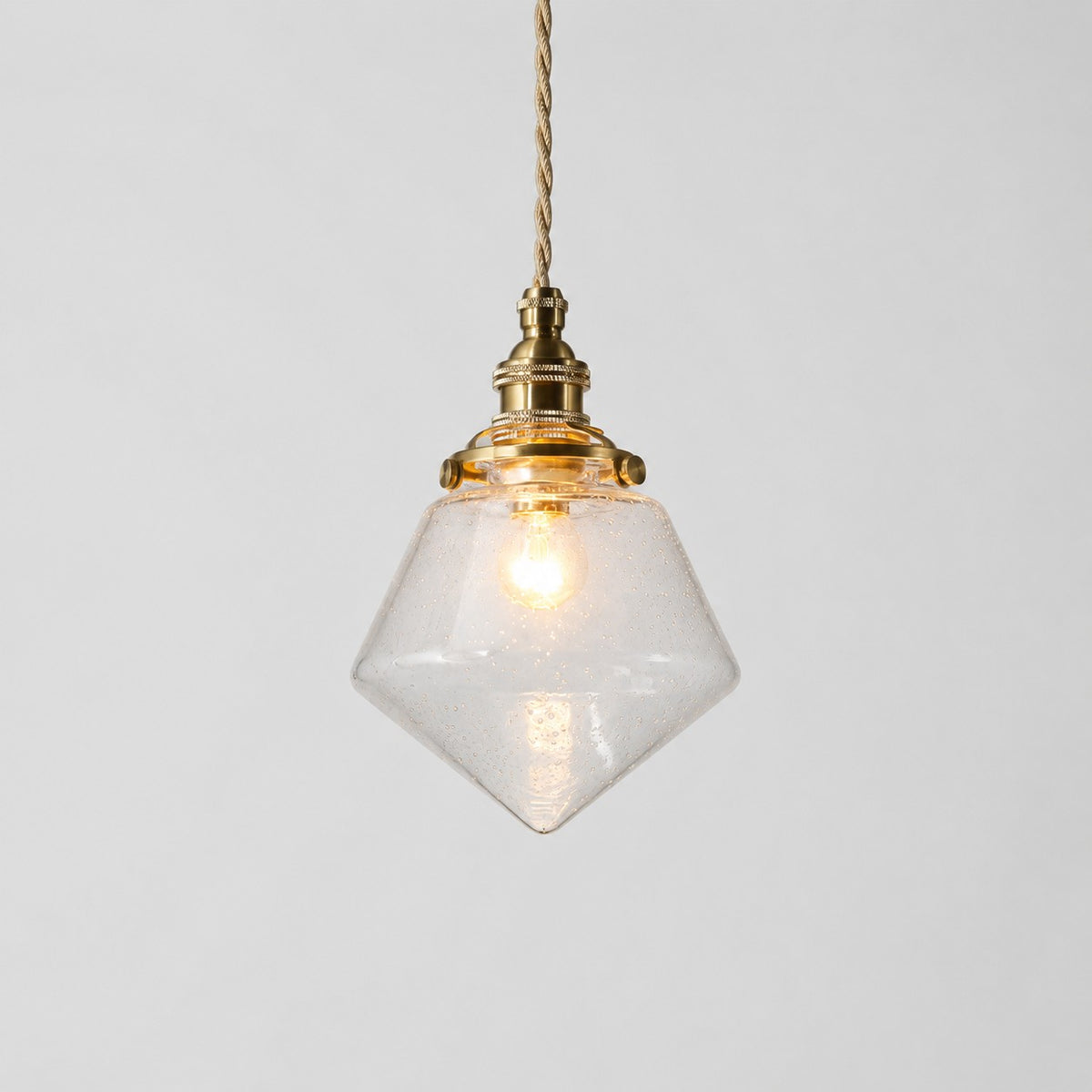 Bubble glass pendant with clear shade and warm canopy