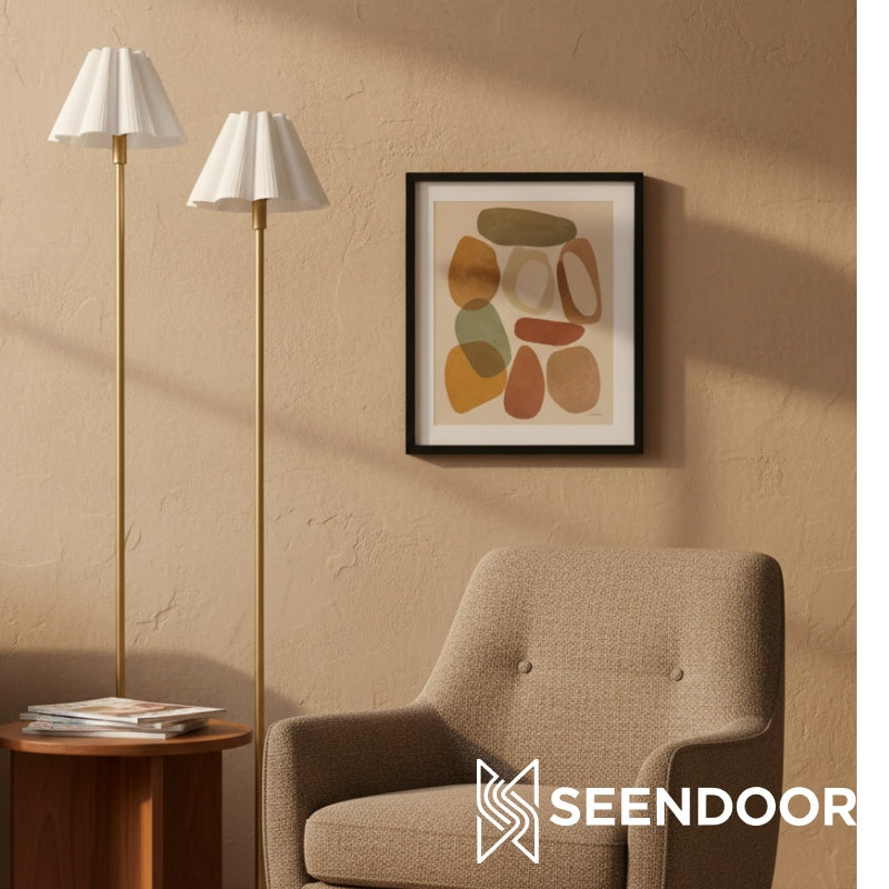 Capirise Gouden Geplooide Lampenkap Vloerlamp - Hedendaagse Metalen Verlichting voor Slaapkamer