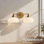 Bild in der Galerieansicht laden, Geryon Vintage Industrielle Milchweiße Glas-Wandleuchte