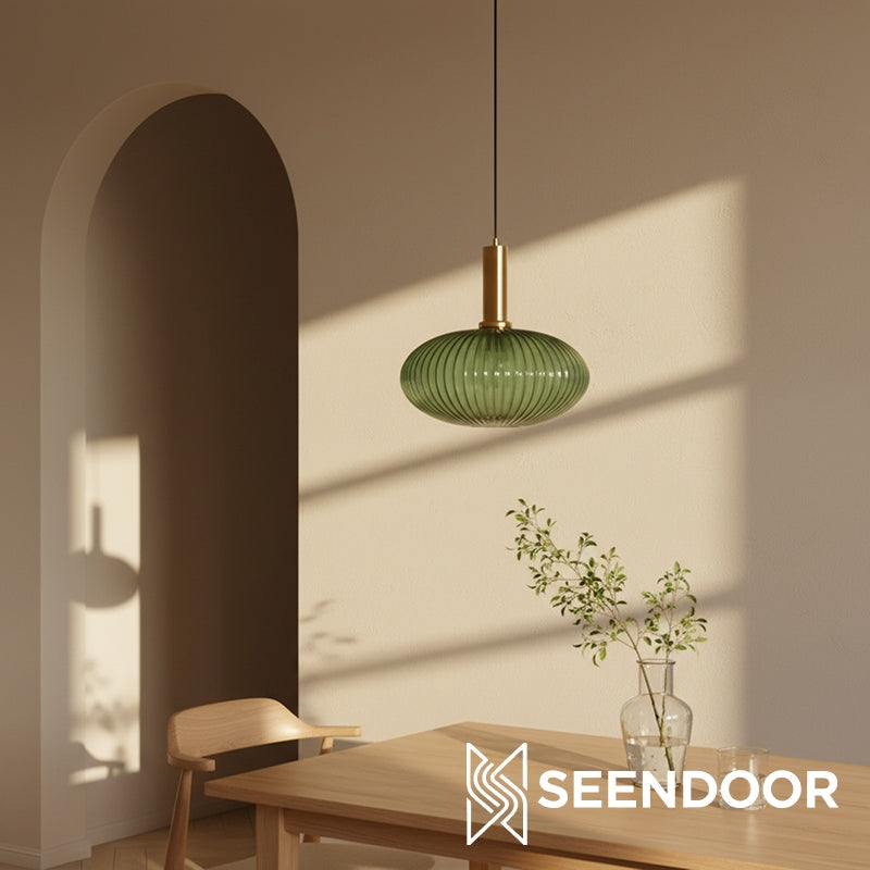 Glass Vintage Pendant Lamp - Sculptural Shade Design for Interior Spaces