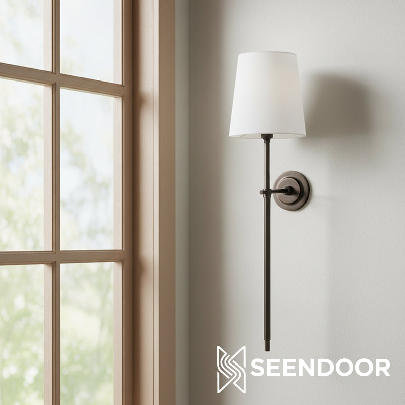 Averin Sleek Minimalist Fabric Wall Sconce for Bedroom & Living Spaces