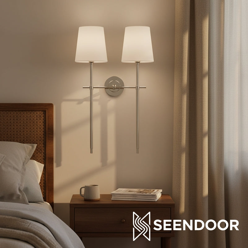 Averin Sleek Minimalist Fabric Wall Sconce for Bedroom & Living Spaces