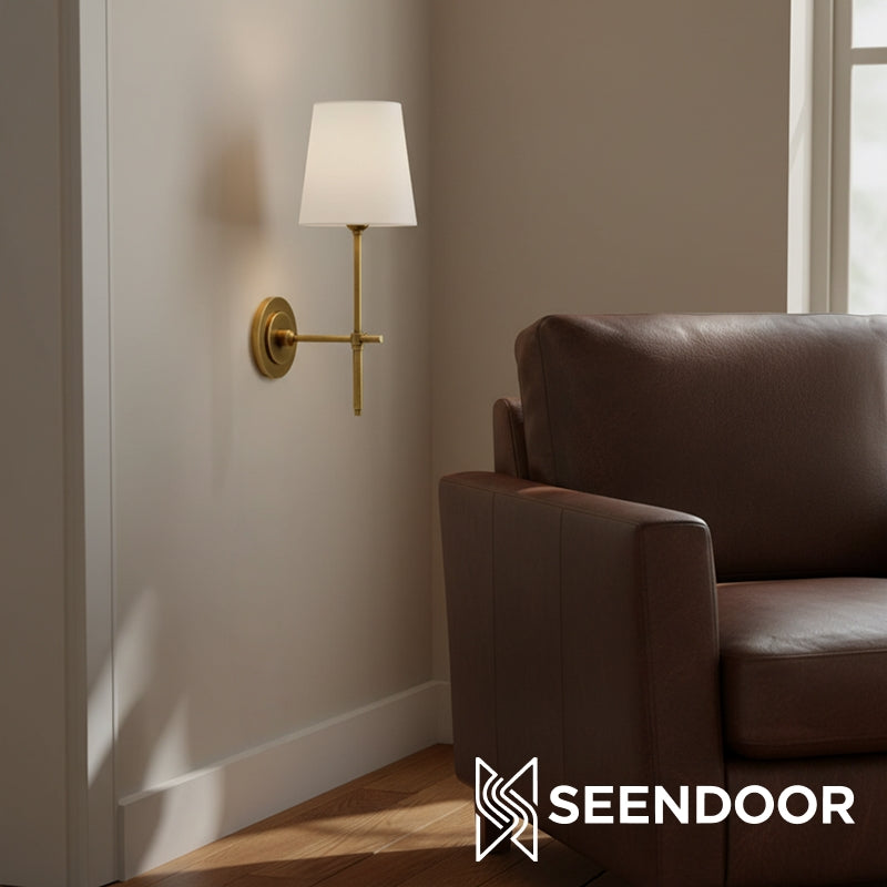 Averin Sleek Minimalist Fabric Wall Sconce for Bedroom & Living Spaces