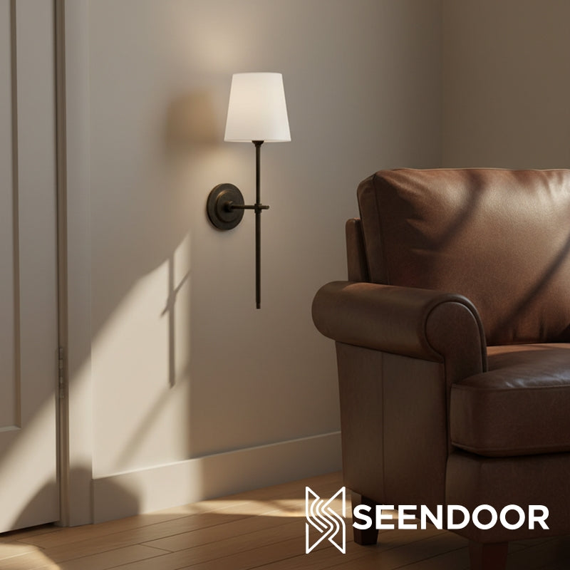 Averin Sleek Minimalist Fabric Wall Sconce for Bedroom & Living Spaces