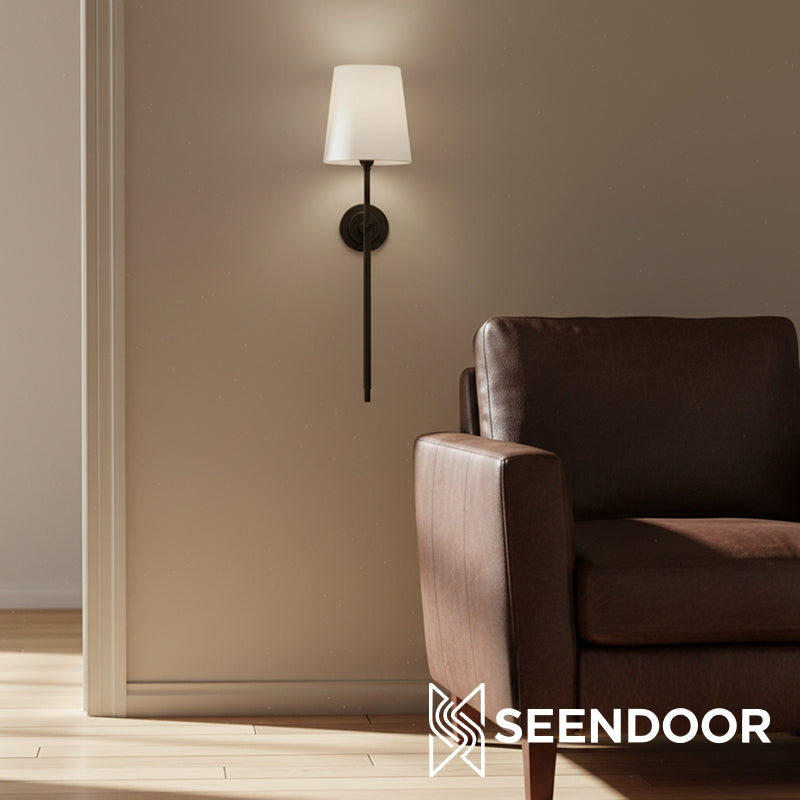 Averin Sleek Minimalist Fabric Wall Sconce for Bedroom & Living Spaces