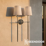 Load image into Gallery viewer, Averin Sleek Minimalist Fabric Wall Sconce for Bedroom &amp; Living Spaces
