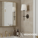Load image into Gallery viewer, Averin Sleek Minimalist Fabric Wall Sconce for Bedroom &amp; Living Spaces
