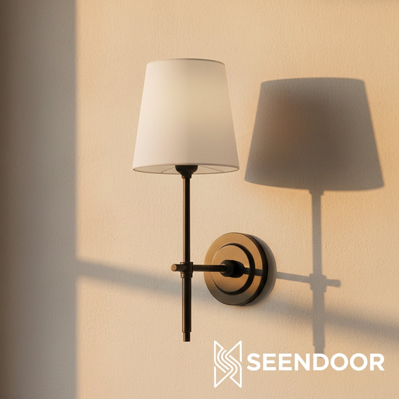 Averin Sleek Minimalist Fabric Wall Sconce for Bedroom & Living Spaces