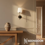 Load image into Gallery viewer, Averin Sleek Minimalist Fabric Wall Sconce for Bedroom &amp; Living Spaces
