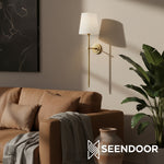 Load image into Gallery viewer, Averin Sleek Minimalist Fabric Wall Sconce for Bedroom &amp; Living Spaces
