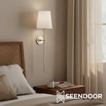 Load image into Gallery viewer, Averin Sleek Minimalist Fabric Wall Sconce for Bedroom &amp; Living Spaces
