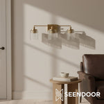 Cargar imagen en el visor de la Galería, Lámpara de pared de tocador Eliot Modern de 3 luces con cilindro de vidrio acanalado