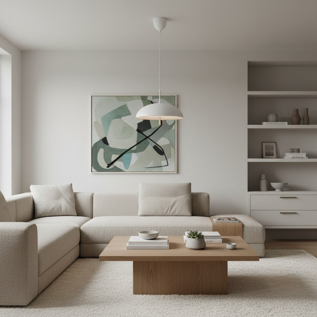 Aurelia Hanglamp - Sculpturaal Metalen Frame met Strakke Lampenkap voor Eetkamer en Hal