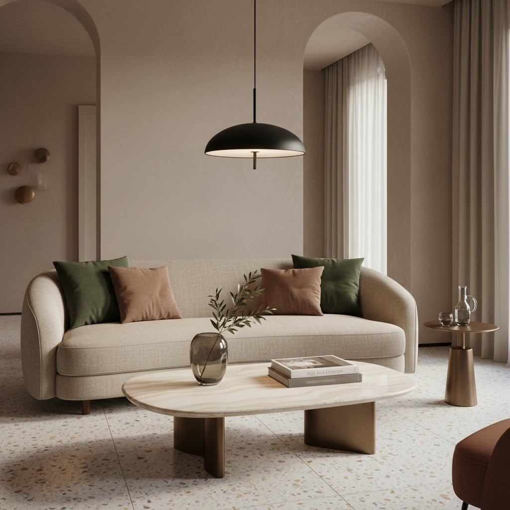 Aurelia Hanglamp - Sculpturaal Metalen Frame met Strakke Lampenkap voor Eetkamer en Hal