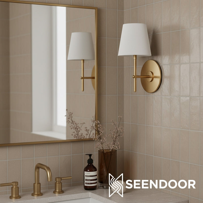 Vireli Brass Wall Sconce in Mid-Century Style for Bedroom & Hallway