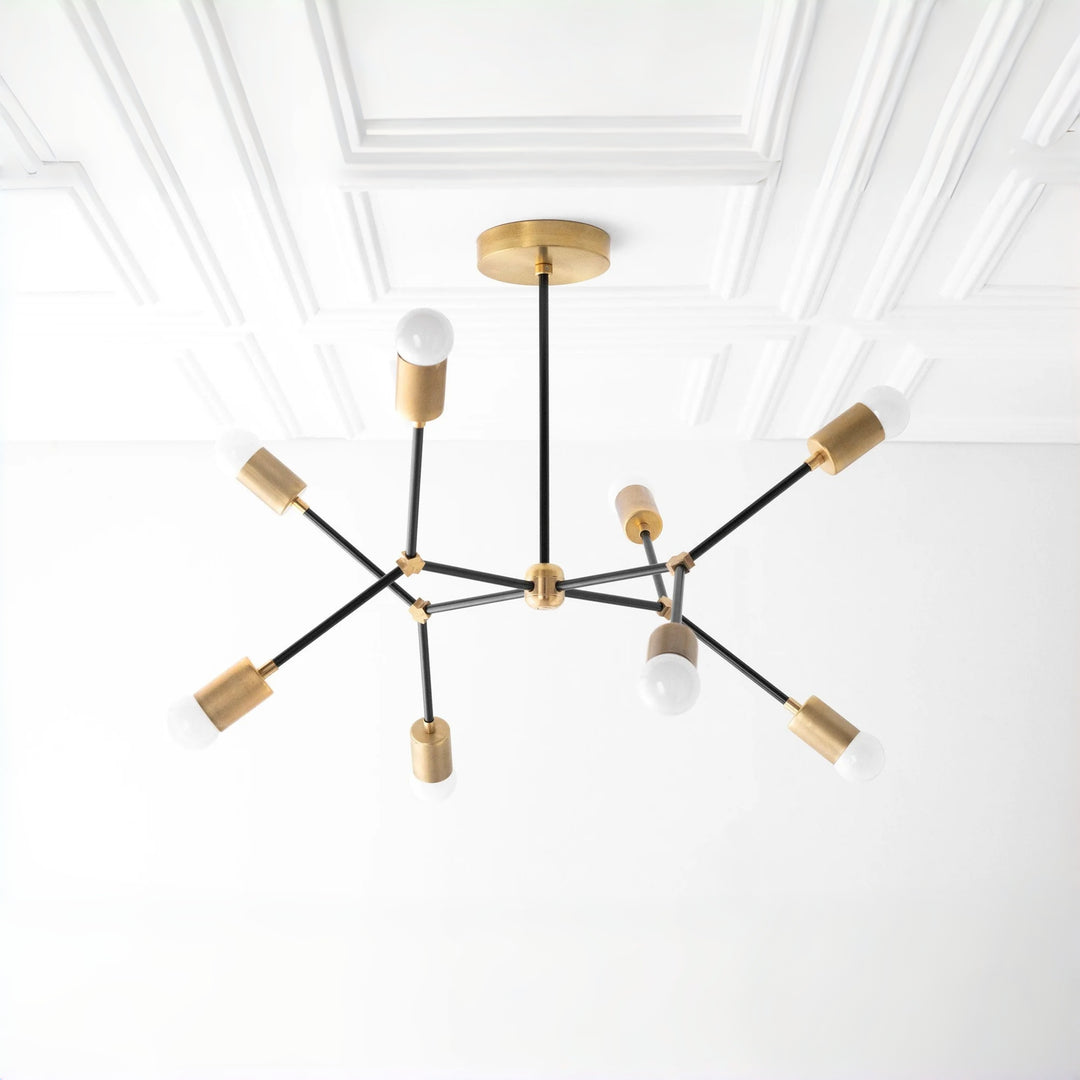Mobilux Line Modern Geometric Chandelier - Brass Ceiling Light Fixture