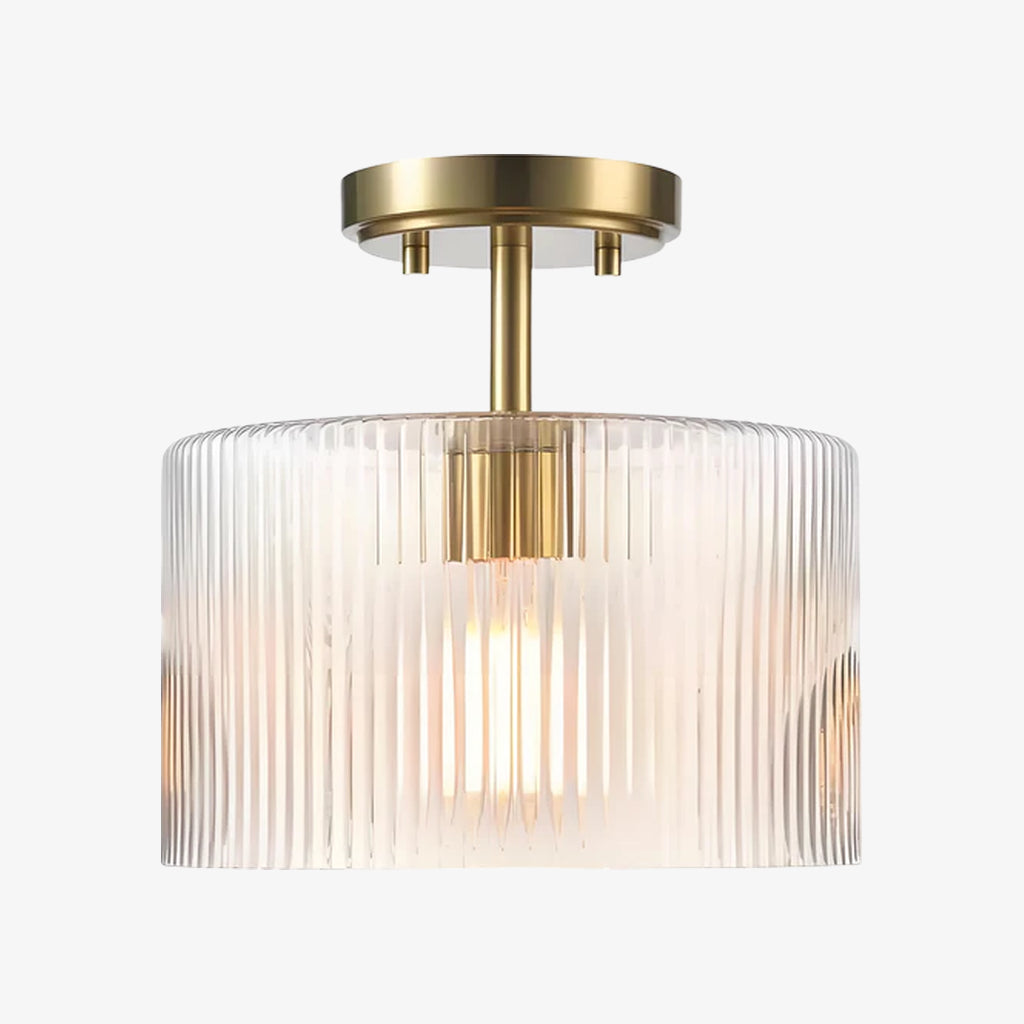 Calliope geribbelde heldere glazen plafondlamp flush