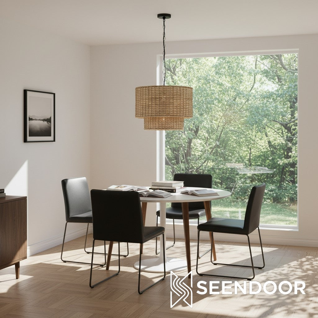 Harland Beachy Natuurlijke Rotan Dubbele Trommel Hanglamp