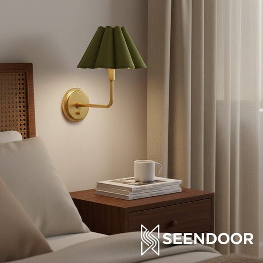 Aplique de Pared Moderno Capirise con Pantalla Ondulada para Dormitorio y Pasillo