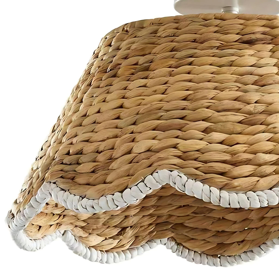 Boheemse stijl schelpvormige rotan plafondlamp met vlakke montage