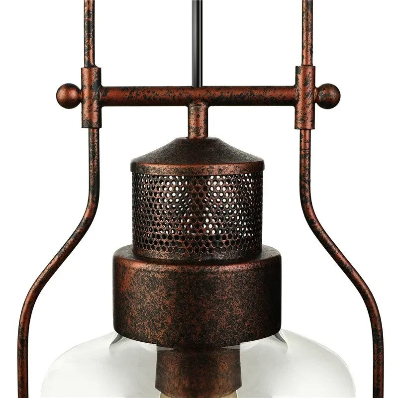 Morris Retro Industrial Metal Glass Pendant Light
