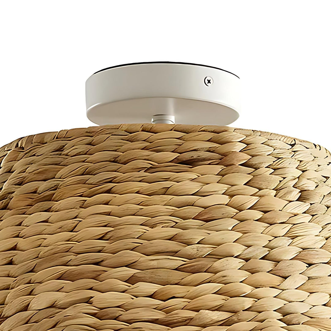 Boheemse stijl schelpvormige rotan plafondlamp met vlakke montage